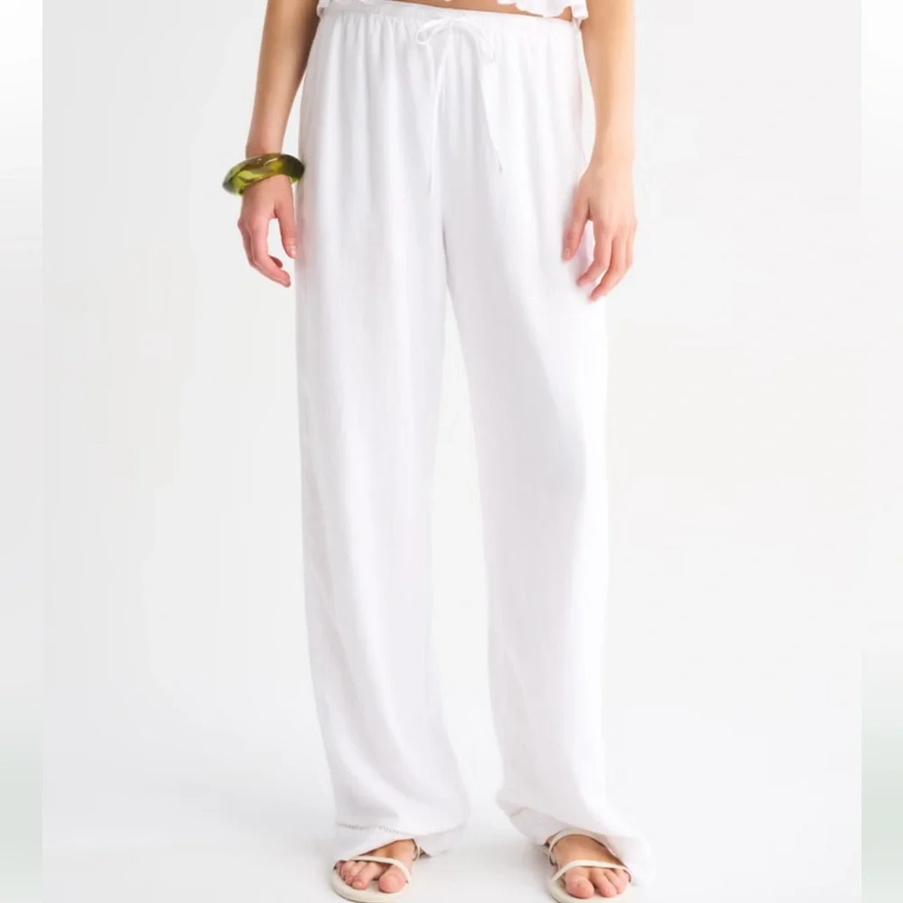 White Drawstring Pants - Picture 3 of 4
